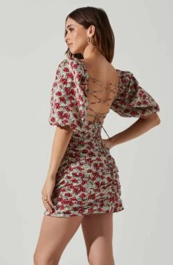 Verina Puff Sleeve Floral Mini Dress 9 Verina Puff Sleeve Floral Mini Dress -Dress Sales Store ACDR101662 REDMULTIFLORAL 3