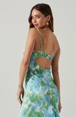 Bellerose Satin Floral Cutout Midi Dress 8 Bellerose Satin Floral Cutout Midi Dress -Dress Sales Store ACDR101684 GREENBLUEFLORAL 3 e5fa0a52 9e9e 4351 a4e7 99a02ecacc4e