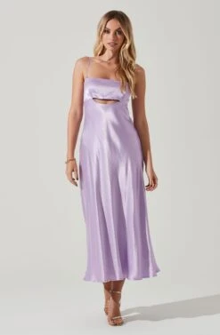 Bellerose Satin Cutout Midi Dress 20 Bellerose Satin Cutout Midi Dress -Dress Sales Store ACDR101684 LAVENDER 1