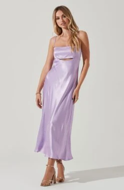 Bellerose Satin Cutout Midi Dress 18 Bellerose Satin Cutout Midi Dress -Dress Sales Store ACDR101684 LAVENDER 2