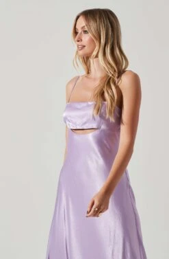 Bellerose Satin Cutout Midi Dress 19 Bellerose Satin Cutout Midi Dress -Dress Sales Store ACDR101684 LAVENDER 3