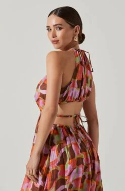 Sivana Halter Neck Geo Print Maxi Dress 9 Sivana Halter Neck Geo Print Maxi Dress -Dress Sales Store ACDR101690B REDBROWNMULTI 3