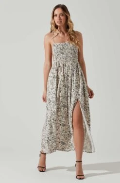 Stasia Floral Smocked Midi Dress 17 Stasia Floral Smocked Midi Dress -Dress Sales Store ACDR101720P DARKBROWNPAISLEY 1