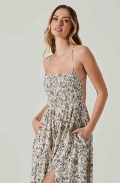 Stasia Floral Smocked Midi Dress 19 Stasia Floral Smocked Midi Dress -Dress Sales Store ACDR101720P DARKBROWNPAISLEY 4