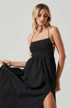 Stasia Smocked Midi Dress 15 Stasia Smocked Midi Dress -Dress Sales Store ACDR101720 BLACK 3
