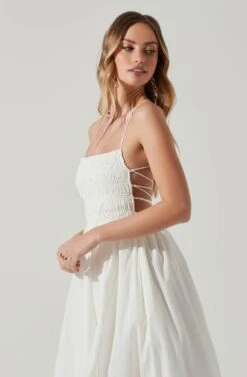 Stasia Smocked Midi Dress 21 Stasia Smocked Midi Dress -Dress Sales Store ACDR101720 WHITE 4