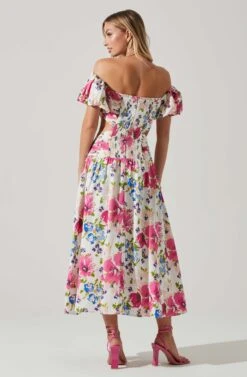 Liliosa Floral Off Shoulder Midi Dress 9 Liliosa Floral Off Shoulder Midi Dress -Dress Sales Store ACDR101726 PINKMULTI 2600