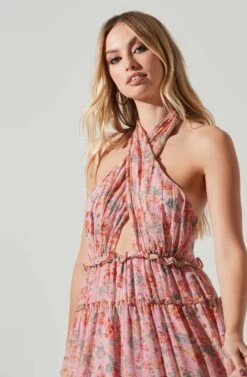 Jaidee Floral Tiered Maxi Dress 11 Jaidee Floral Tiered Maxi Dress -Dress Sales Store ACDR101739 PINKFLORAL 4