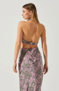 Ambretta Floral Halter Midi Dress 17 Ambretta Floral Halter Midi Dress -Dress Sales Store ACDR101747 GREENPINKFLORAL 5