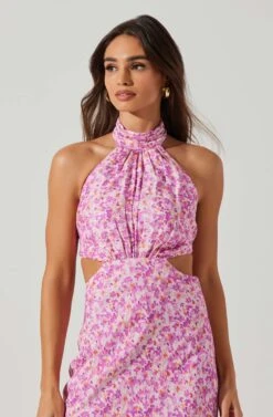 Ambretta Floral Halter Midi Dress 20 Ambretta Floral Halter Midi Dress -Dress Sales Store ACDR101747 PURPLEFLORAL 2
