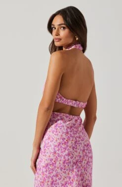 Ambretta Floral Halter Midi Dress 21 Ambretta Floral Halter Midi Dress -Dress Sales Store ACDR101747 PURPLEFLORAL 3