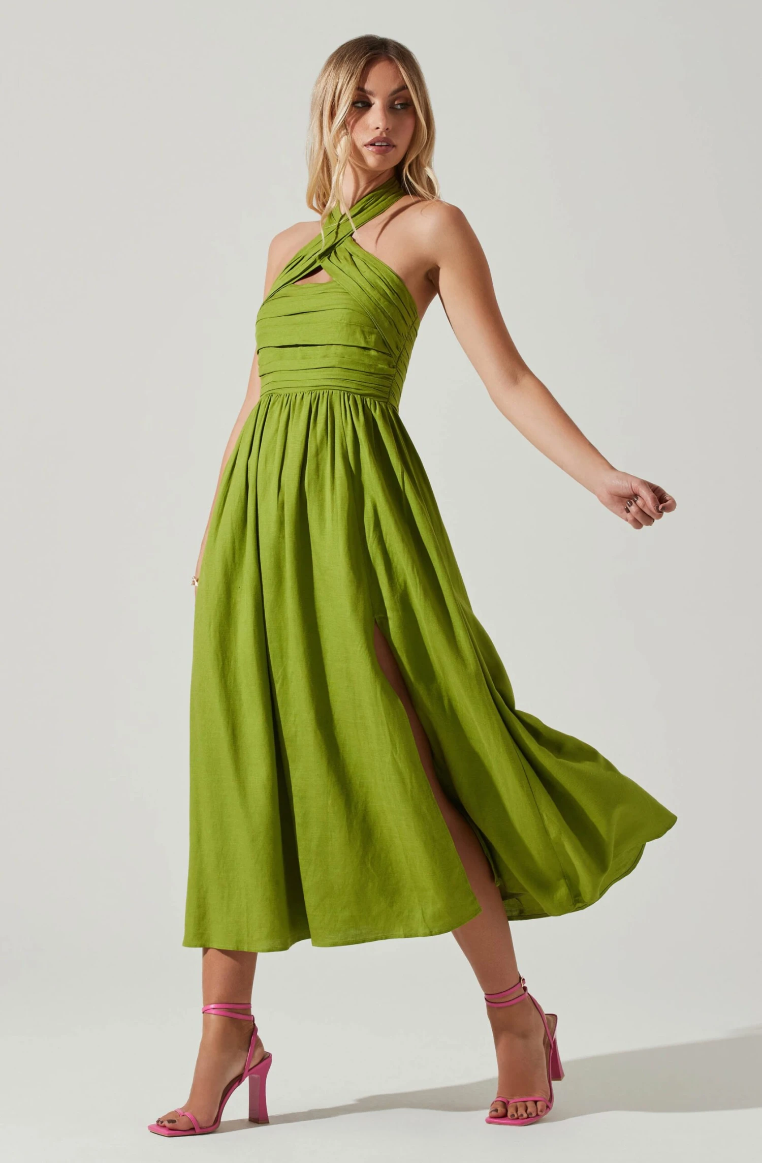 Zaria Pleated Halter Midi Dress 15 Zaria Pleated Halter Midi Dress - Image 13