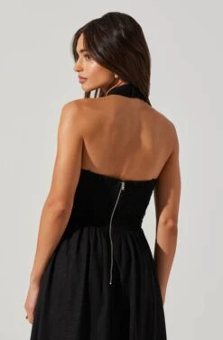 Zaria Pleated Halter Midi Dress 26 Zaria Pleated Halter Midi Dress -Dress Sales Store ACDR101778 BLACK 4