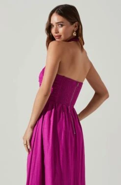 Zaria Pleated Halter Midi Dress 21 Zaria Pleated Halter Midi Dress -Dress Sales Store ACDR101778 FUCHSIA 4