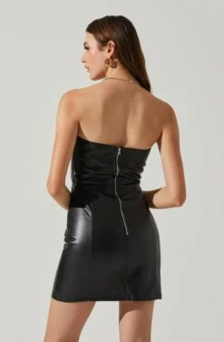 Carmen Strapless Faux Leather Mini Dress 17 Carmen Strapless Faux Leather Mini Dress -Dress Sales Store ACDR101787L BLACK 5