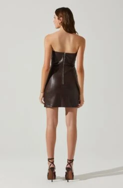 Carmen Strapless Faux Leather Mini Dress 25 Carmen Strapless Faux Leather Mini Dress -Dress Sales Store ACDR101787L DARKBROWN 6