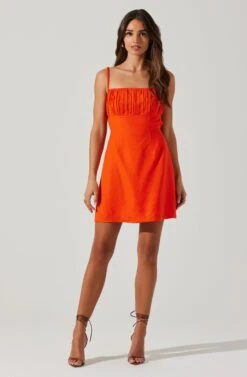 Claramae Ruched Mini Dress 16 Claramae Ruched Mini Dress -Dress Sales Store ACDR101796S ORANGE 1