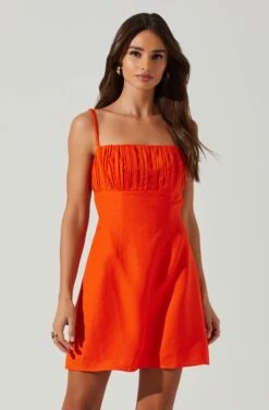 Claramae Ruched Mini Dress 17 Claramae Ruched Mini Dress -Dress Sales Store ACDR101796S ORANGE 2