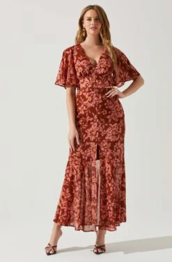Kenzie Floral Maxi Dress 10 Kenzie Floral Maxi Dress -Dress Sales Store ACDR101860DS RUSTFLORAL 2