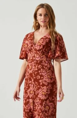 Kenzie Floral Maxi Dress 11 Kenzie Floral Maxi Dress -Dress Sales Store ACDR101860DS RUSTFLORAL 4