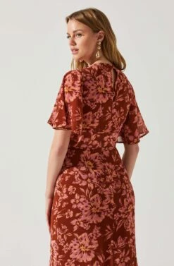 Kenzie Floral Maxi Dress 12 Kenzie Floral Maxi Dress -Dress Sales Store ACDR101860DS RUSTFLORAL 5