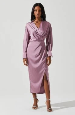 Sadyra Drop Shoulder Wrap Dress -Dress Sales Store ACDR101865 MAUVE 1