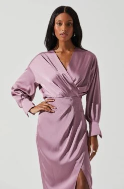 Sadyra Drop Shoulder Wrap Dress -Dress Sales Store ACDR101865 MAUVE 3