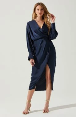 Sadyra Drop Shoulder Wrap Dress -Dress Sales Store ACDR101865 MIDNIGHTBLUE 1