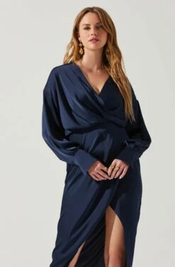 Sadyra Drop Shoulder Wrap Dress -Dress Sales Store ACDR101865 MIDNIGHTBLUE 4