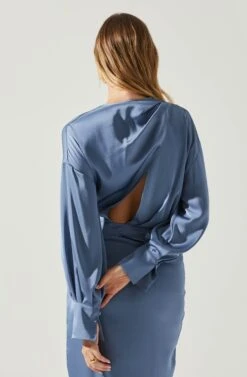 Sadyra Drop Shoulder Wrap Dress -Dress Sales Store ACDR101865 SLATEBLUE 5