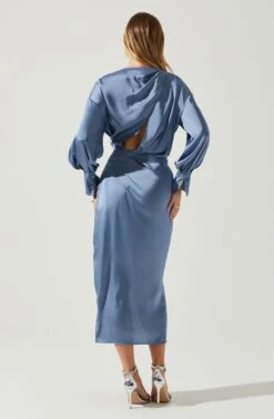 Sadyra Drop Shoulder Wrap Dress -Dress Sales Store ACDR101865 SLATEBLUE 6