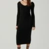 Regina Cutout Midi Sweater Dress 2 Regina Cutout Midi Sweater Dress -Dress Sales Store ACDR101888 BLACK 2