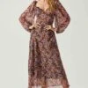 Sylvie Floral Puff Sleeve Midi Dress 2 Sylvie Floral Puff Sleeve Midi Dress -Dress Sales Store ACDR101889 ORANGEPURPLEFLORAL 1