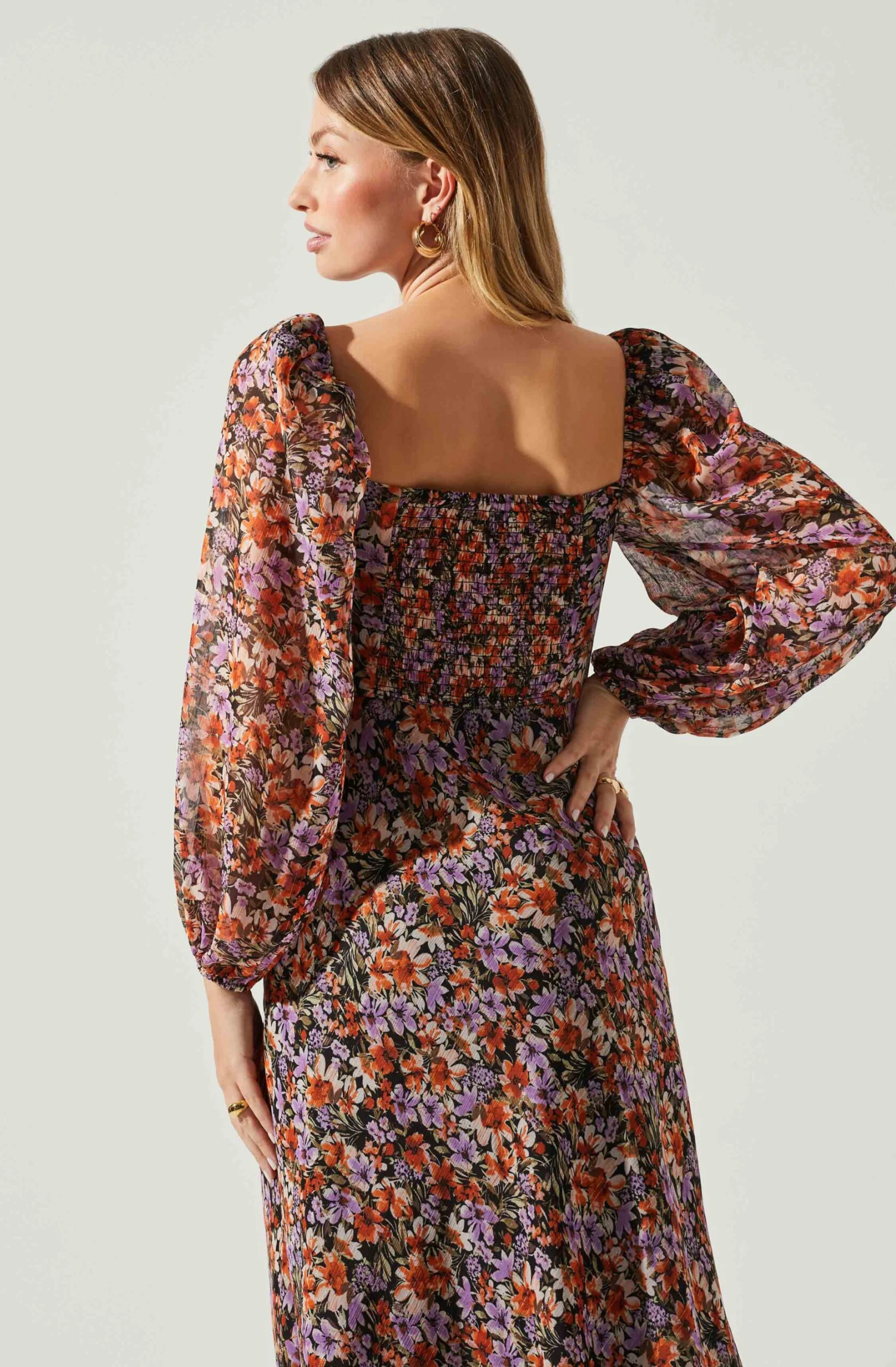 Sylvie Floral Puff Sleeve Midi Dress 7 Sylvie Floral Puff Sleeve Midi Dress - Image 5