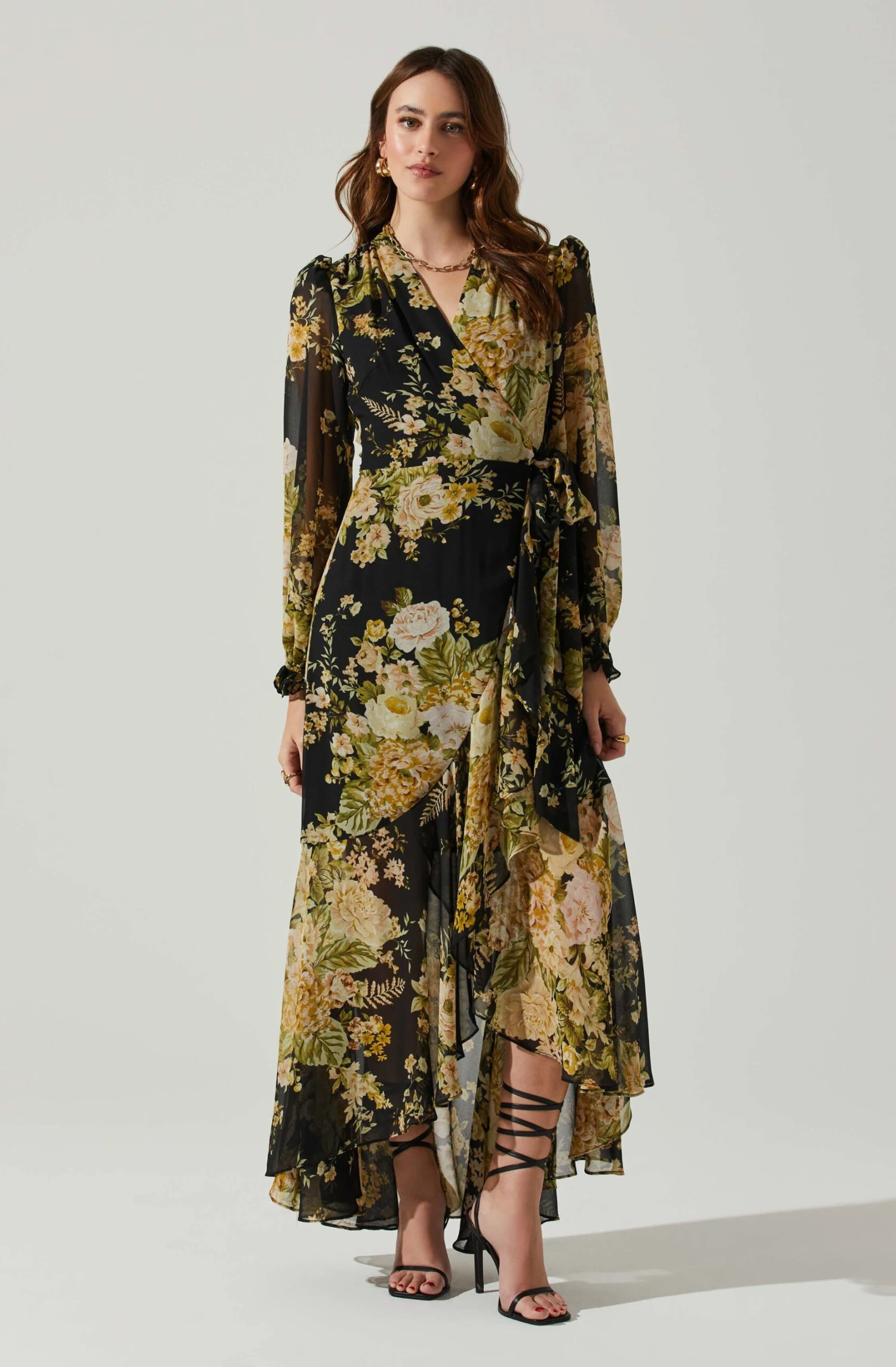 Kamila Long Sleeve Floral Wrap Maxi Dress 3 Kamila Long Sleeve Floral Wrap Maxi Dress