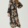 Suzy Floral Satin Front Cutout Midi Dress 2 Suzy Floral Satin Front Cutout Midi Dress -Dress Sales Store ACDR101971 BLACKCREAMFLORAL 2