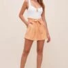Pacific Pleated Tie Waist Shorts 2 Pacific Pleated Tie Waist Shorts -Dress Sales Store ACP7113L PEACHPAPAYA 1