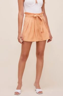 Pacific Pleated Tie Waist Shorts 11 Pacific Pleated Tie Waist Shorts -Dress Sales Store ACP7113L PEACHPAPAYA 3