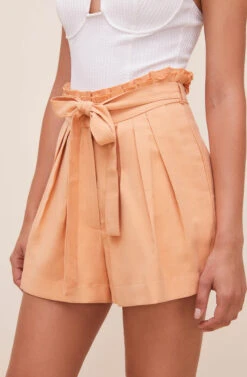 Pacific Pleated Tie Waist Shorts 13 Pacific Pleated Tie Waist Shorts -Dress Sales Store ACP7113L PEACHPAPAYA 4