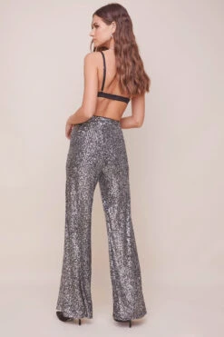 Selma Metallic Wide Leg Pant 9 Selma Metallic Wide Leg Pant -Dress Sales Store ACP7189 SILVER BLACK 3