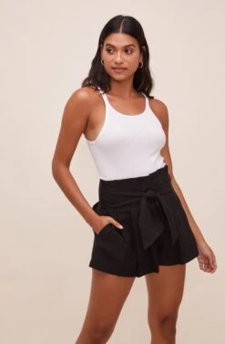 Marika Tie Waist Shorts -Dress Sales Store ACP7211 BLACK 4