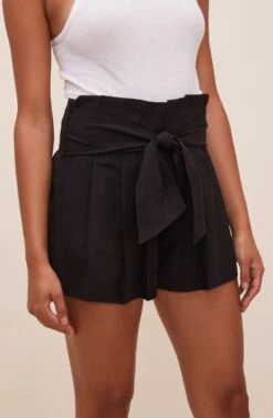 Marika Tie Waist Shorts -Dress Sales Store ACP7211 BLACK 6