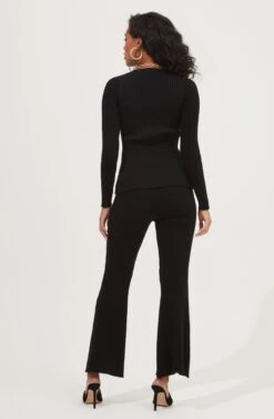 Maida Ribbed Knit Flare Pants 16 Maida Ribbed Knit Flare Pants -Dress Sales Store ACP7223 BLACK 3