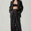 Boyfriend Pleated Criss-Cross Waist Pants 2 Boyfriend Pleated Criss-Cross Waist Pants -Dress Sales Store ACP7225WST CHARCOALSTRIPE 1