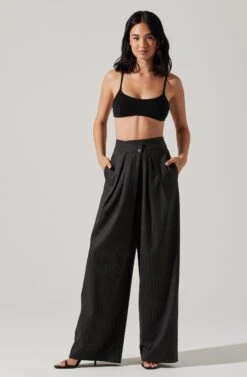Boyfriend Pleated Criss-Cross Waist Pants 10 Boyfriend Pleated Criss-Cross Waist Pants -Dress Sales Store ACP7225WST CHARCOALSTRIPE 4