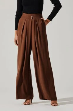 Boyfriend Criss Cross Pleated Wide Leg Pants 37 Boyfriend Criss Cross Pleated Wide Leg Pants -Dress Sales Store ACP7225 BROWN 2 2