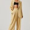 Boyfriend Criss Cross Pleated Wide Leg Pants -Dress Sales Store ACP7225 MAIZE 1