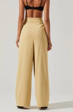 Boyfriend Criss Cross Pleated Wide Leg Pants 24 Boyfriend Criss Cross Pleated Wide Leg Pants -Dress Sales Store ACP7225 MAIZE 3