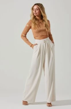 Boyfriend Criss Cross Pleated Wide Leg Pants 32 Boyfriend Criss Cross Pleated Wide Leg Pants -Dress Sales Store ACP7225 OFFWHITE 1