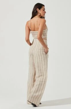 Denair Pinstripe Wide Leg Pants 9 Denair Pinstripe Wide Leg Pants -Dress Sales Store ACP7229 TAN BLACK 3